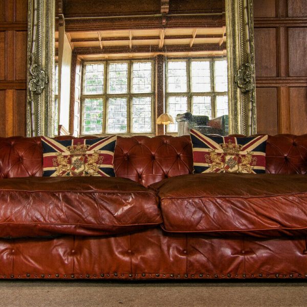 F Tetrad Grand Blenheim Antique Chestnut Leather Chesterfield