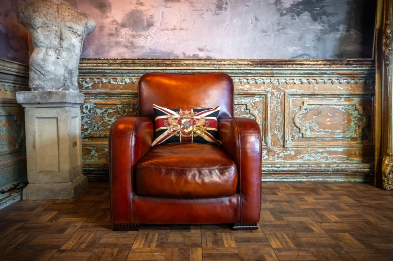 Tetrad Totnes Eco Antique Tan Leather Art Deco Style Club Library Armchair