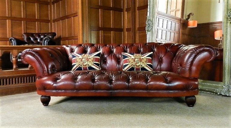 Tetrad Grand Tour Oskar Conker Brown Leather Chesterfield 3/4 Seater Club Sofa