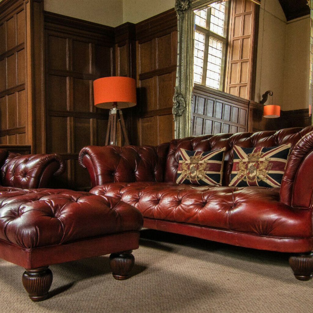 F501256 TETRAD OSKAR OXBLOOD RED LEATHER SUITE 3/4 SEATER SOFA CLUB